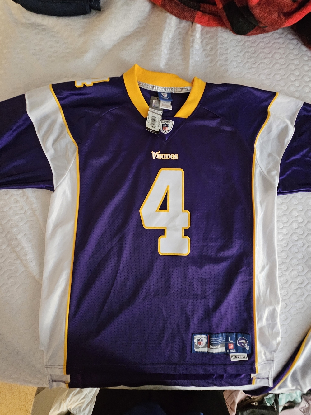 Reebok Minnesota Vikings Purple #4 Football Jersey